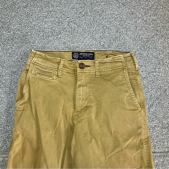 American Eagle Active Flex Longer Length Shorts Mens Size 26 Khaki Chino Causal - Picture 2 of 10